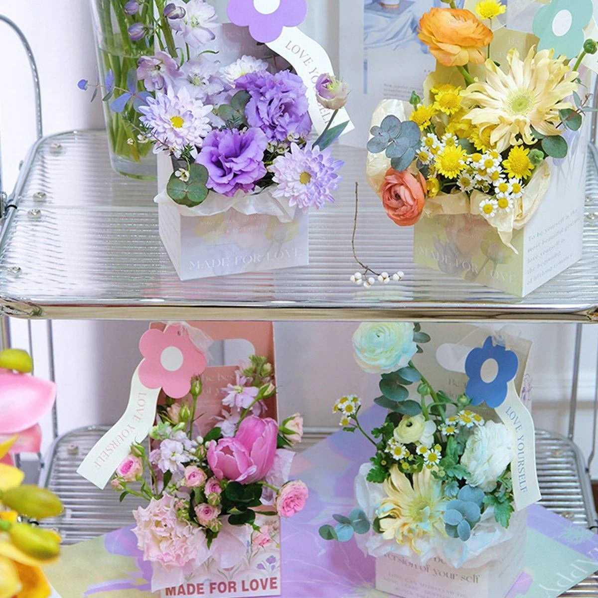 Foldable Hand-Held Flower Packaging Boxes 10 PCS