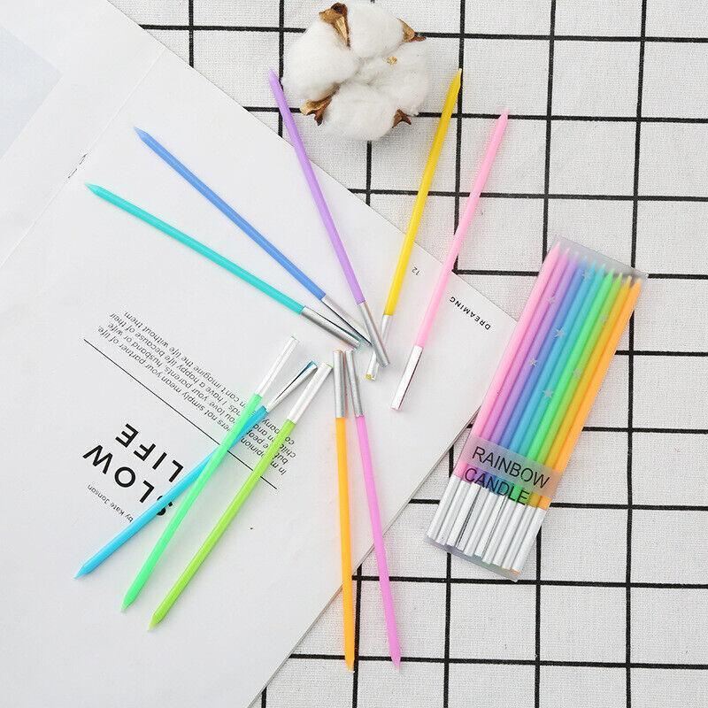 Add a touch of sparkle to your celebrations with our 10 PCS Slim 14CM Birthday Wedding Baby Cake Topper Candle Set.