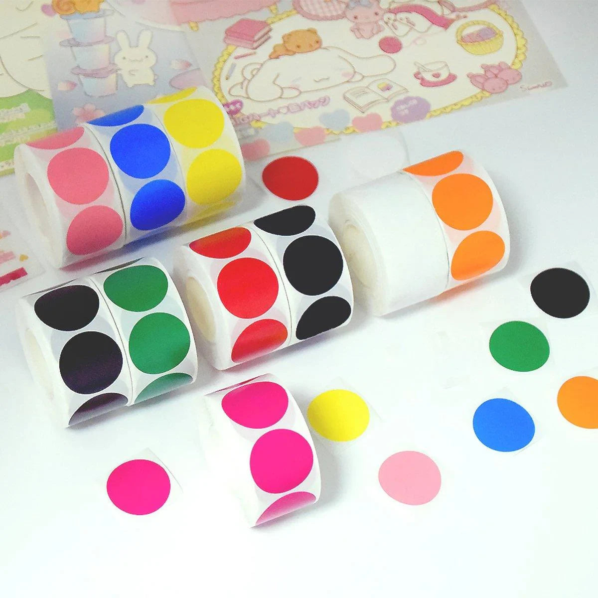 Colored Round Seal Stickers 8 Rolls