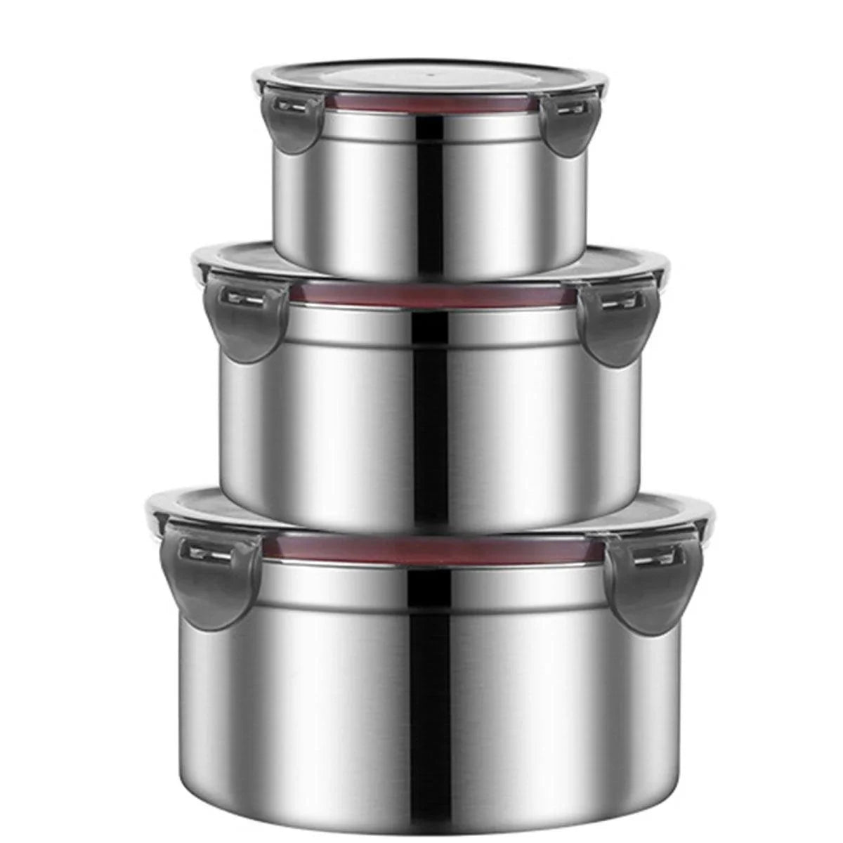 3PCS Stainless Food Container with Lid Round