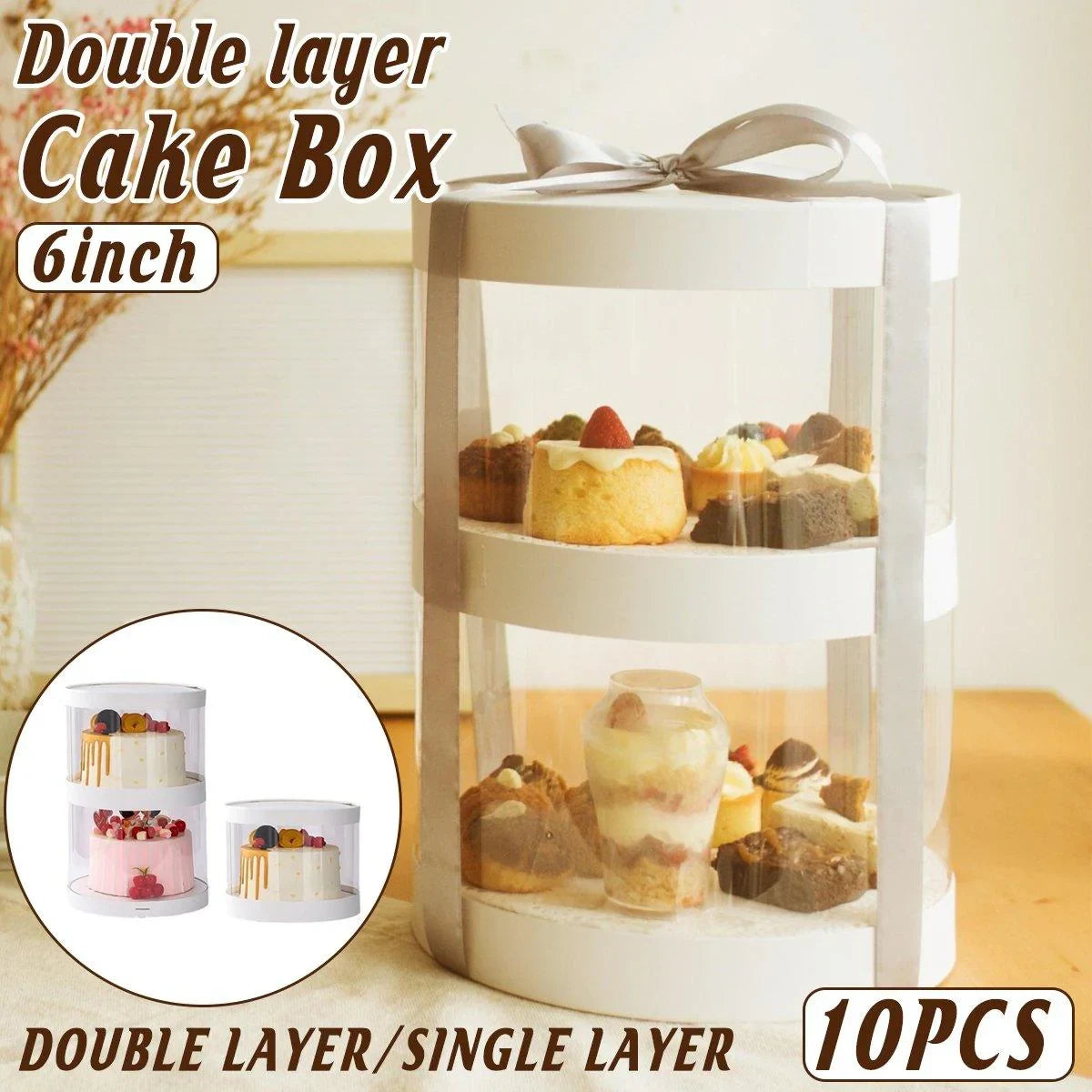 Clear Round Cake Box Cupcake Packaging 10PCS