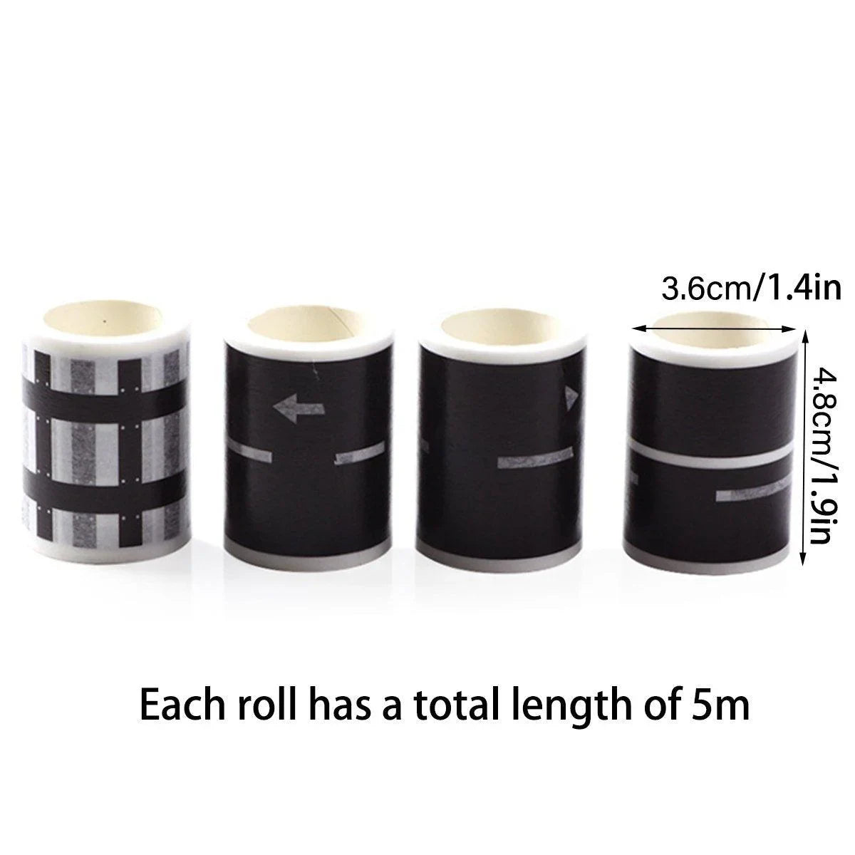 Cartoon Road Rail Transit Tape Sticker 4PCS