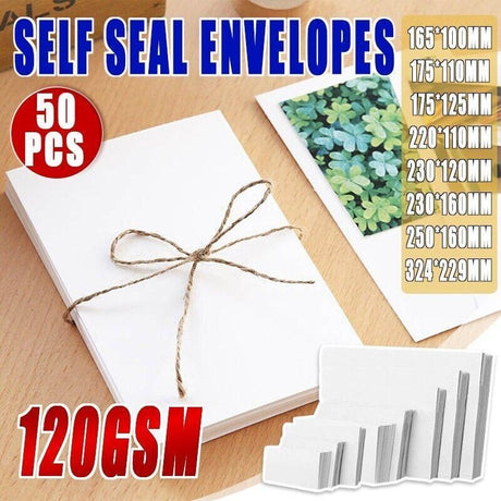 White Envelopes 120GSM Invitations LettersCards50PCS