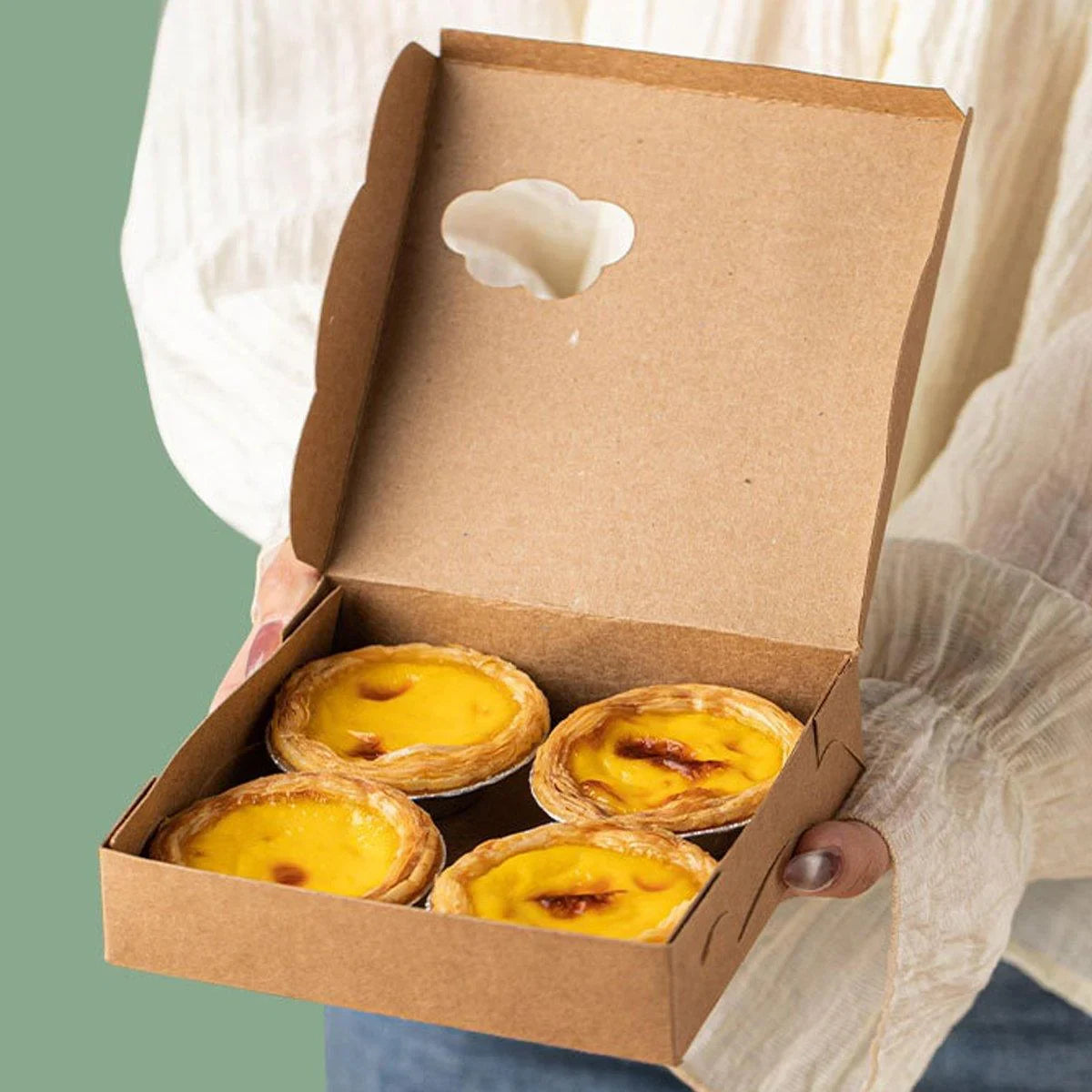 40PCS Egg Tart Paper Boxes Cupcakes Packaging