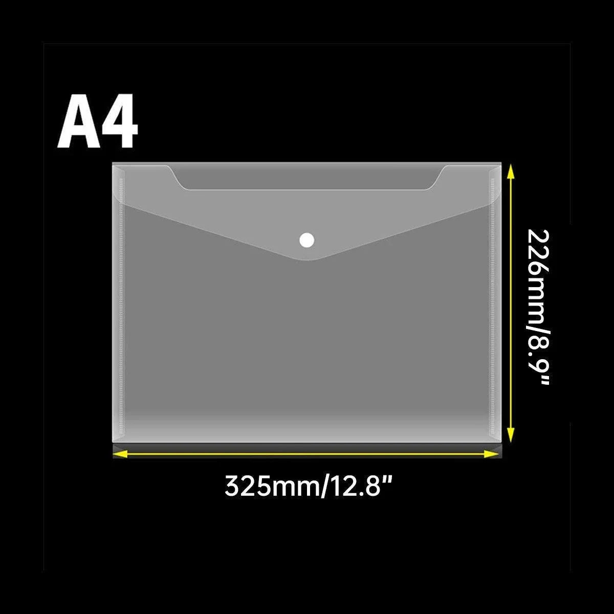 A4 Plastic File Document Bag 12PCS