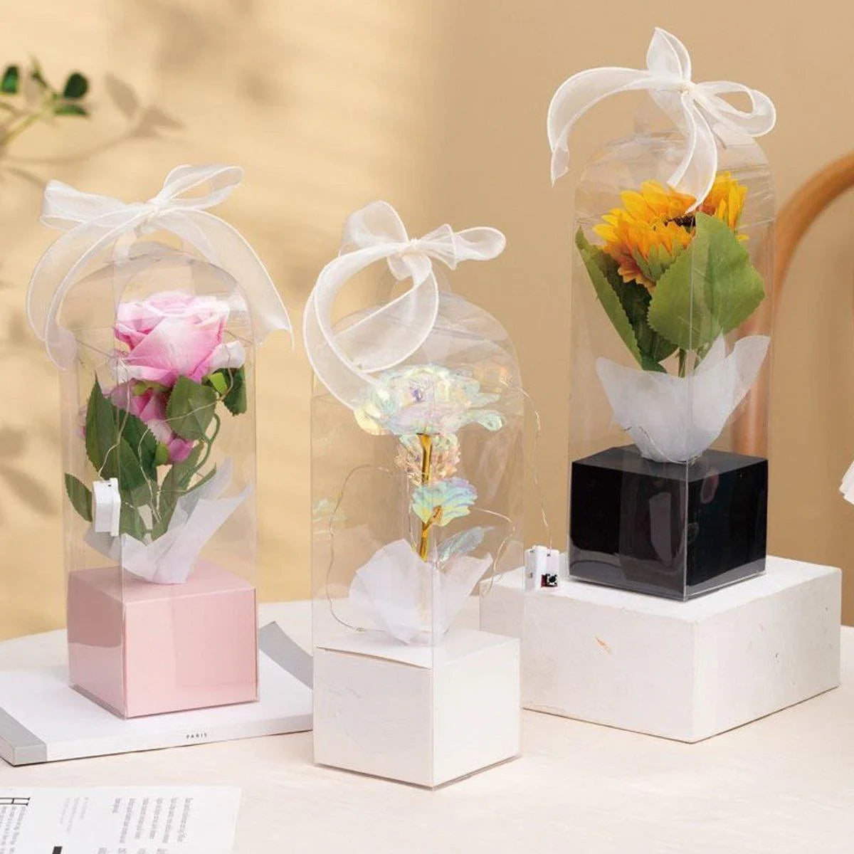 Clear PVC Flower Boxes Gift Packaging 10PCS