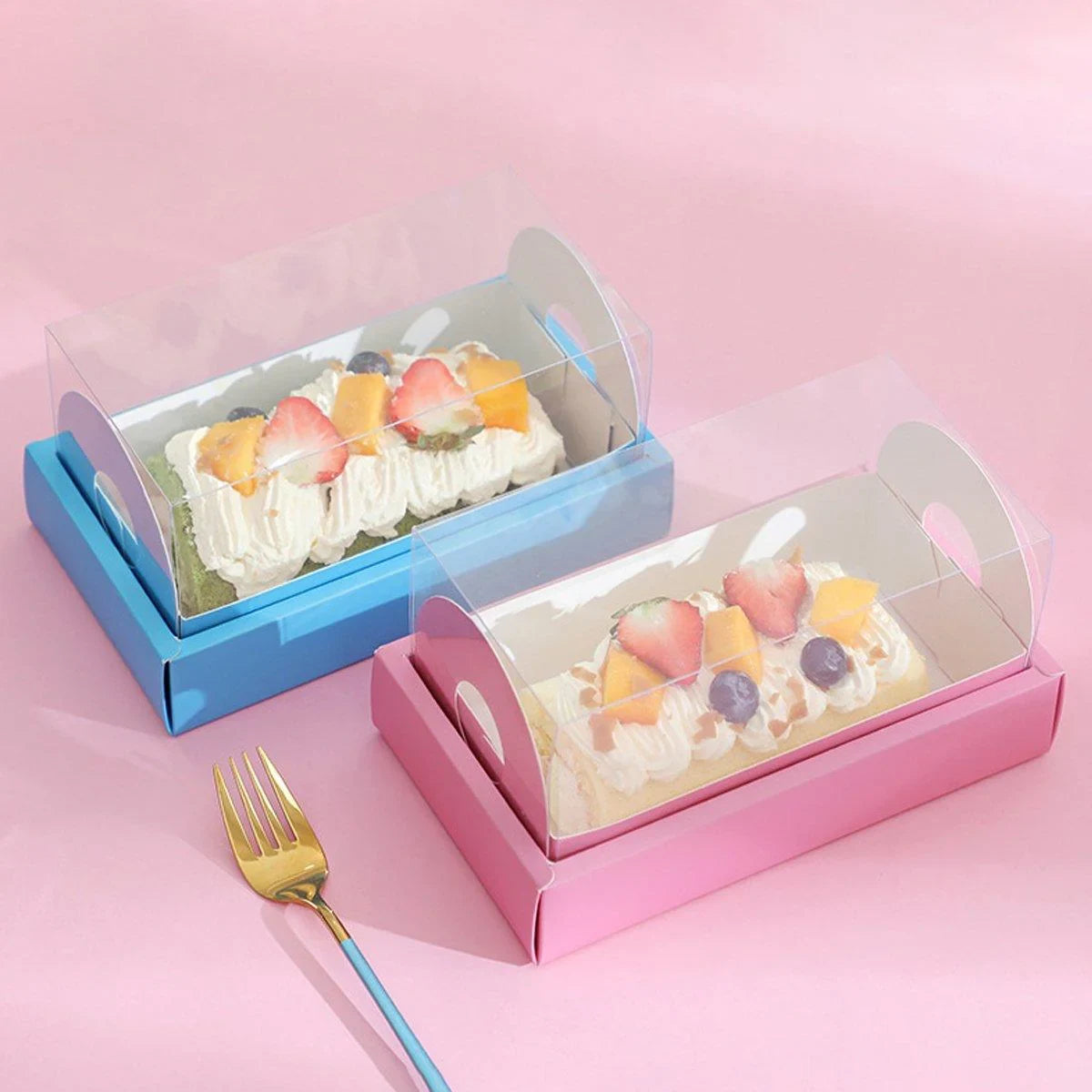 Cake Roll Boxes PET Plastic Swiss Roll Packaging 20PCS