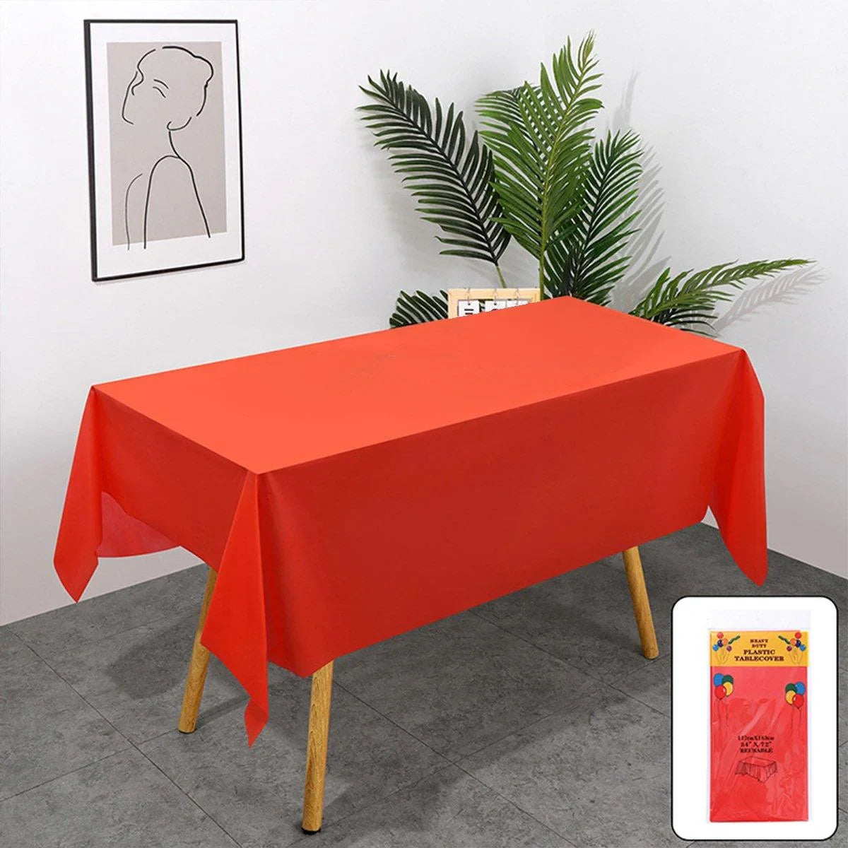 Disposable PEVA Tablecloth Solid Color 10PCS