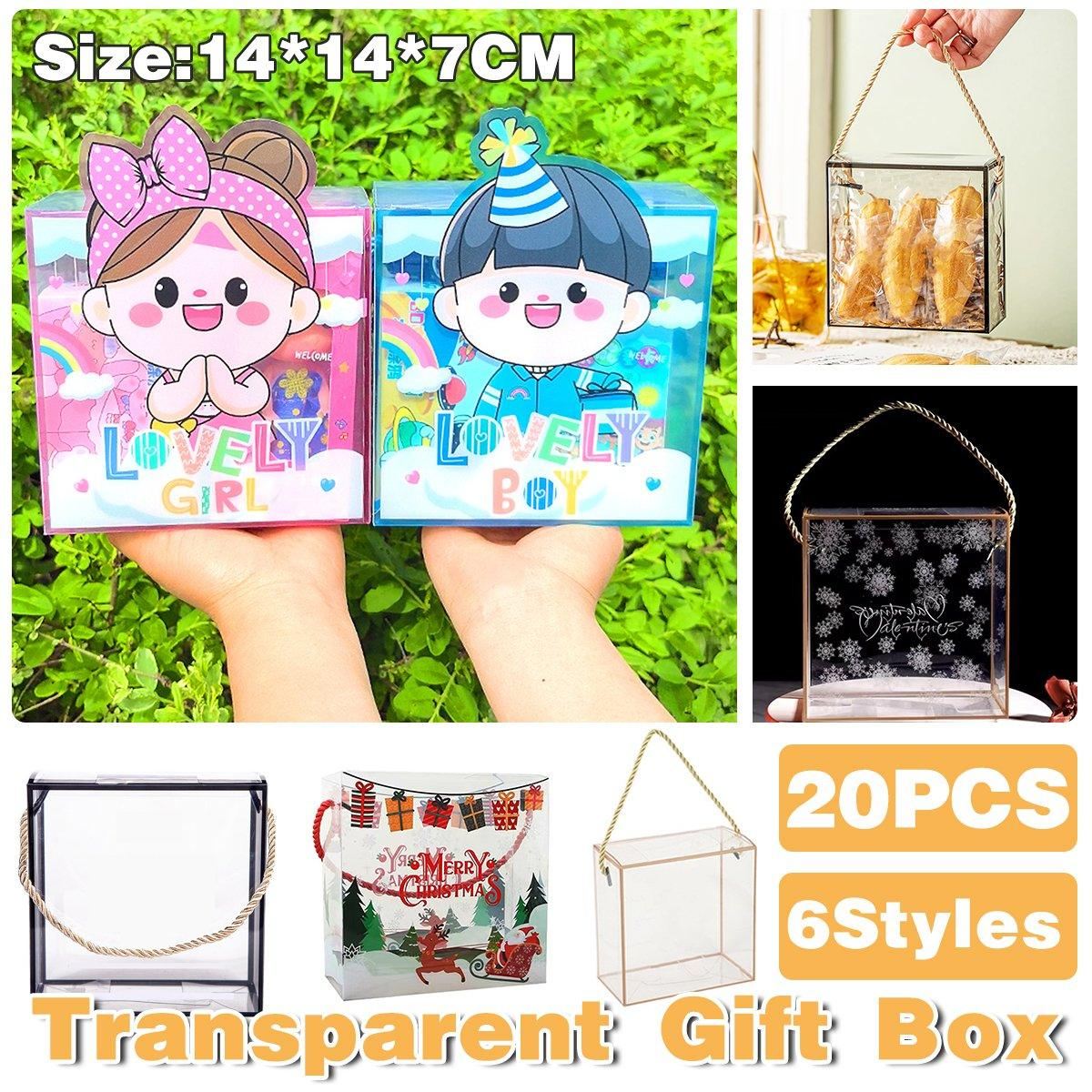PET Plastic Candy Boxes with Handles Clear Display 20PCS