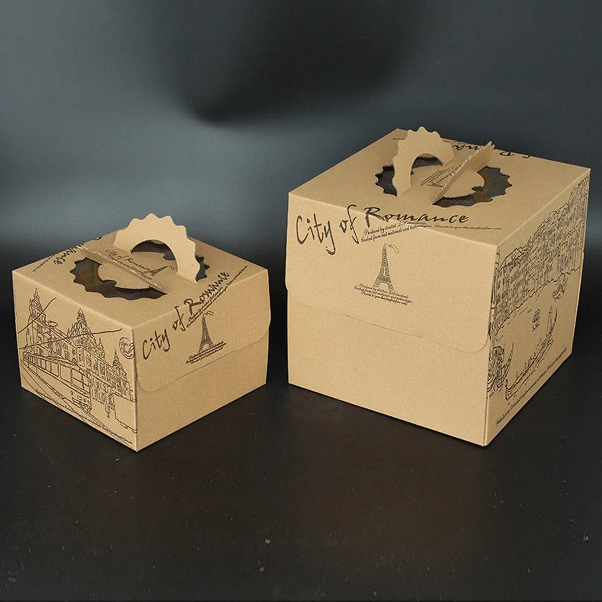 European Style Kraft Paper Cake Boxes 10PCS