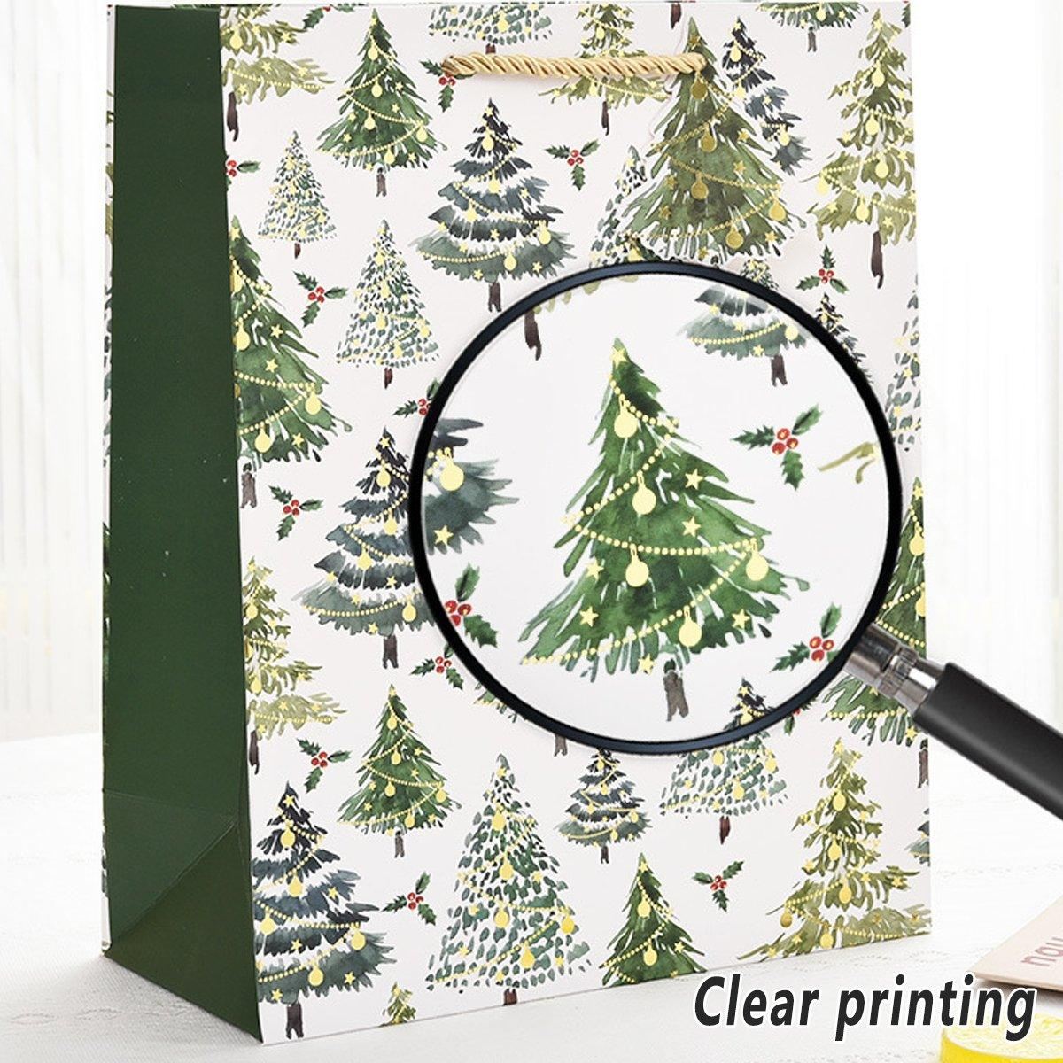 12PCS Christmas Paper Gift Bags Set Xmas Tote