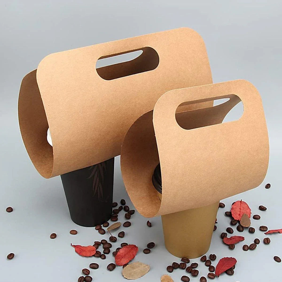 These kraft paper portable cup holders are perfect for cafes, takeaways, and events where carrying beverages is needed.