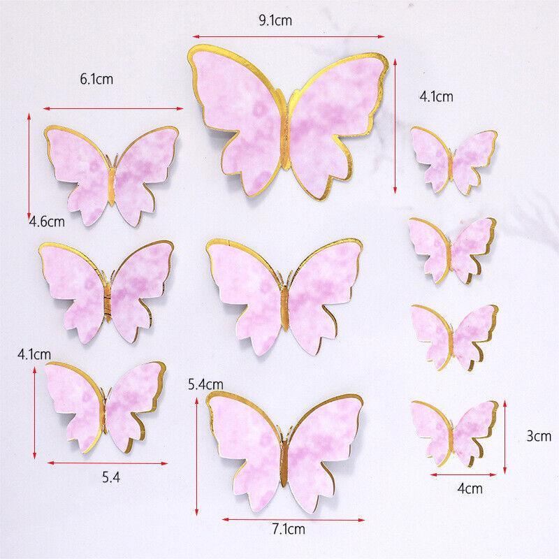 10PCS Butterfly Cake Toppers Happy Birthday