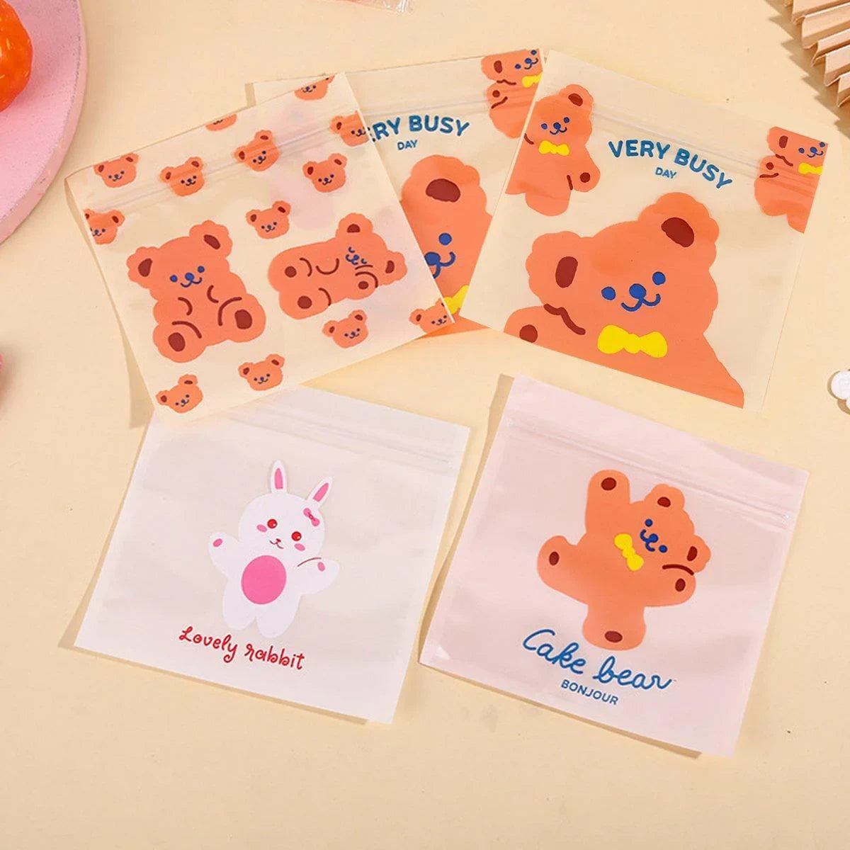 These cute cartoon Ziplock bags are perfect for keeping your snacks, candies, and cookies fresh and secure.