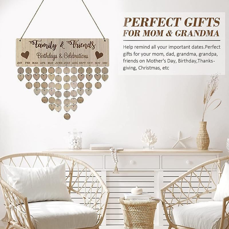 Wooden Hanging Calendar Board Perpetual 1Set
