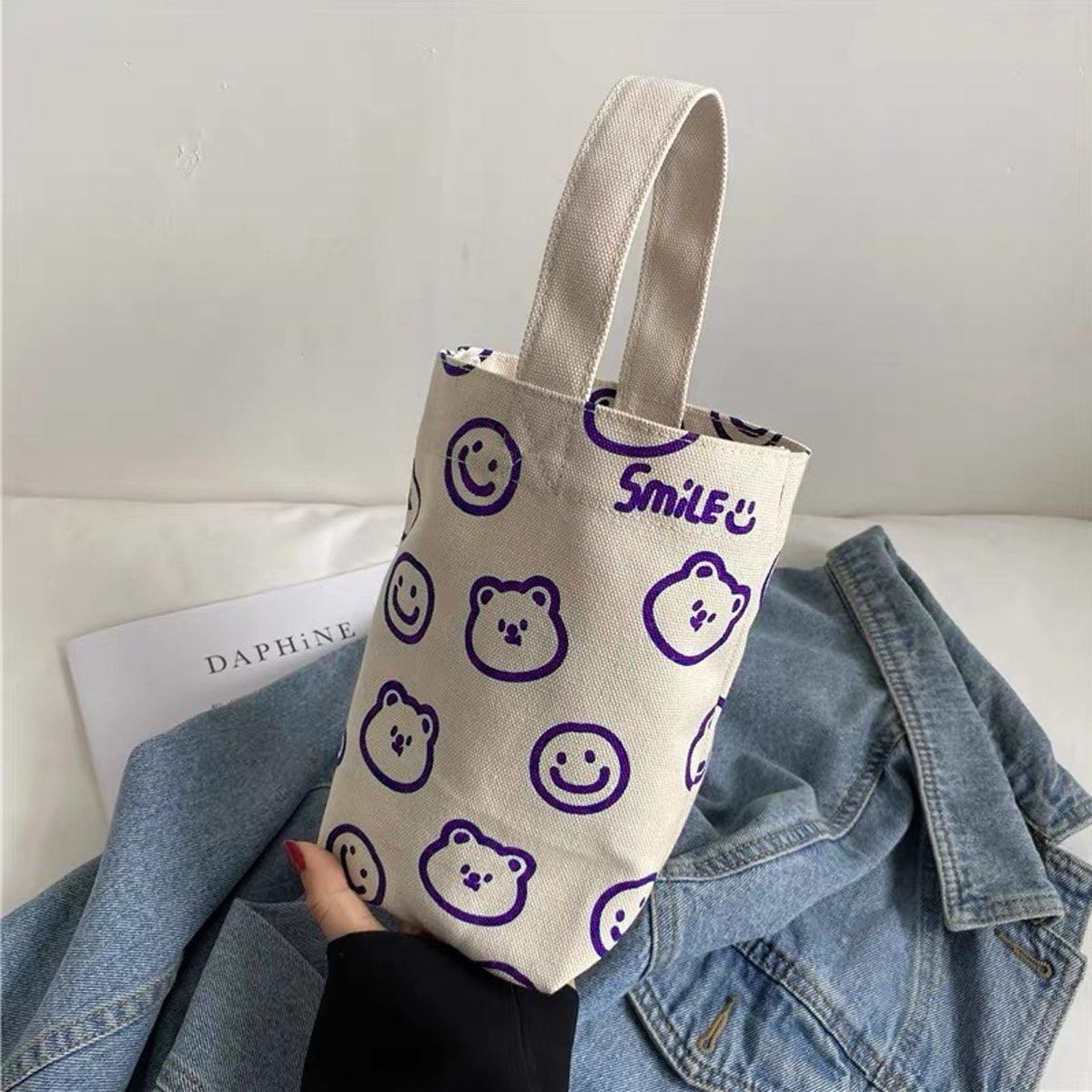 Red Blue Small Canvas Bags Cup Holders 2PCS