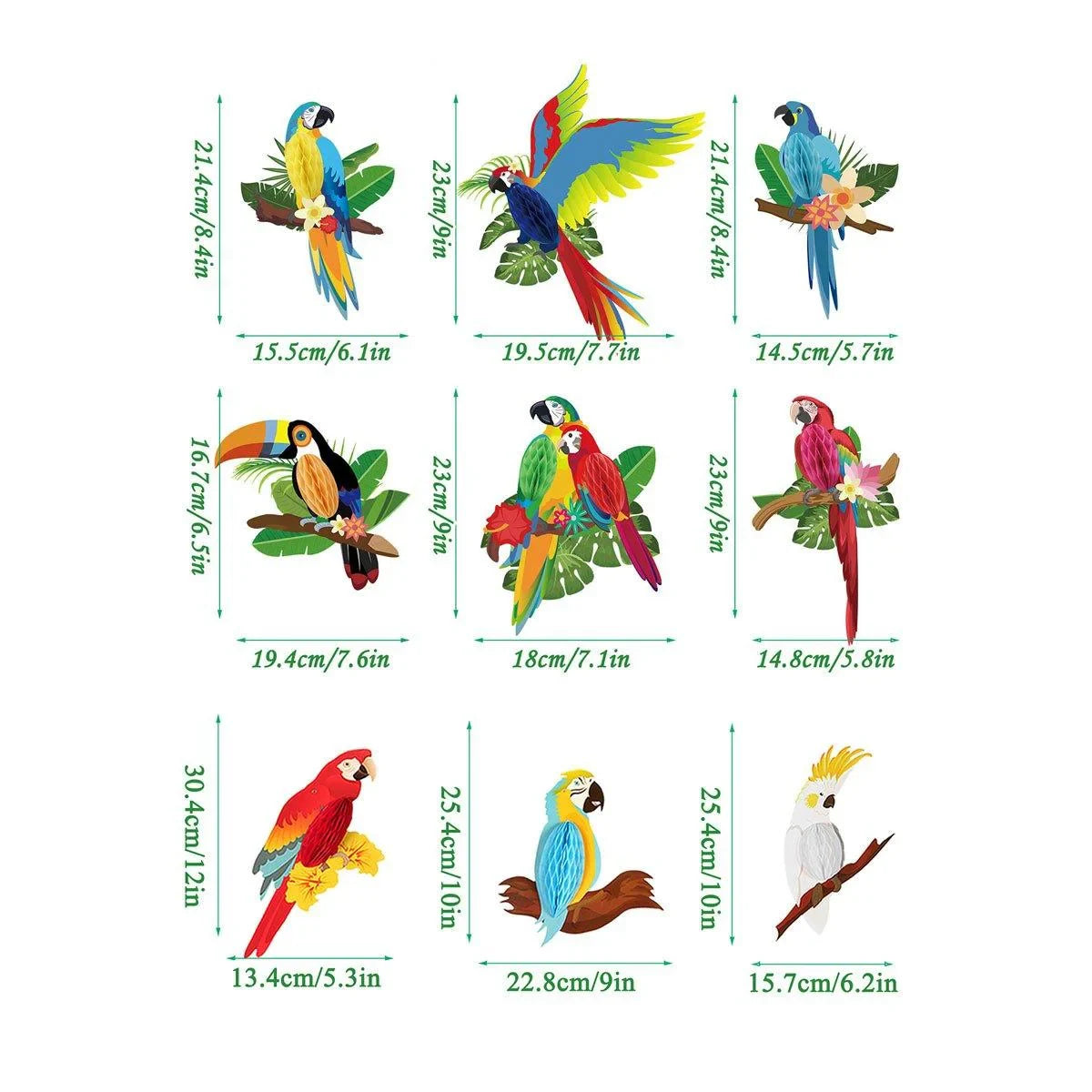 6/9/12pcs Parrot Charm Party Decoration