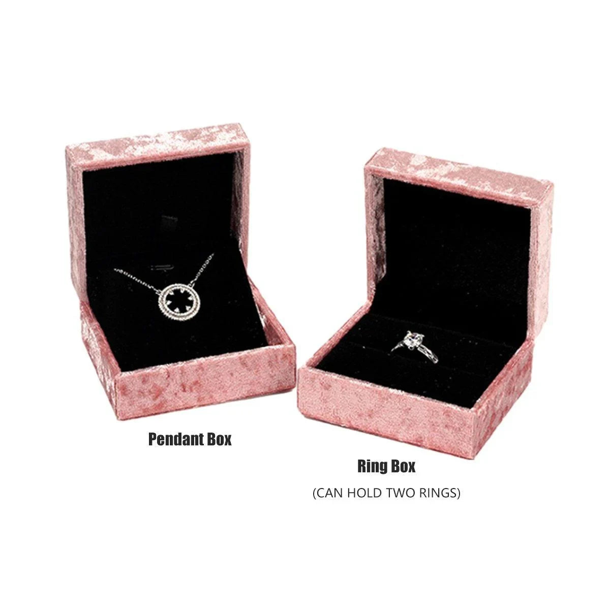 Add a touch of vintage elegance to your jewelry presentation with this 5-Piece Set of Pink Velvet Jewelry Boxes.