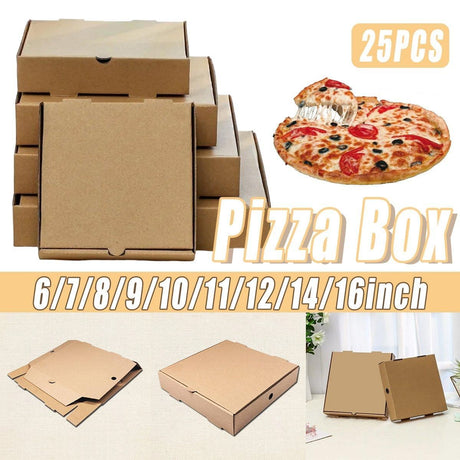 Pizza Box Kraft Corrugated Cardboard 25-100PCS