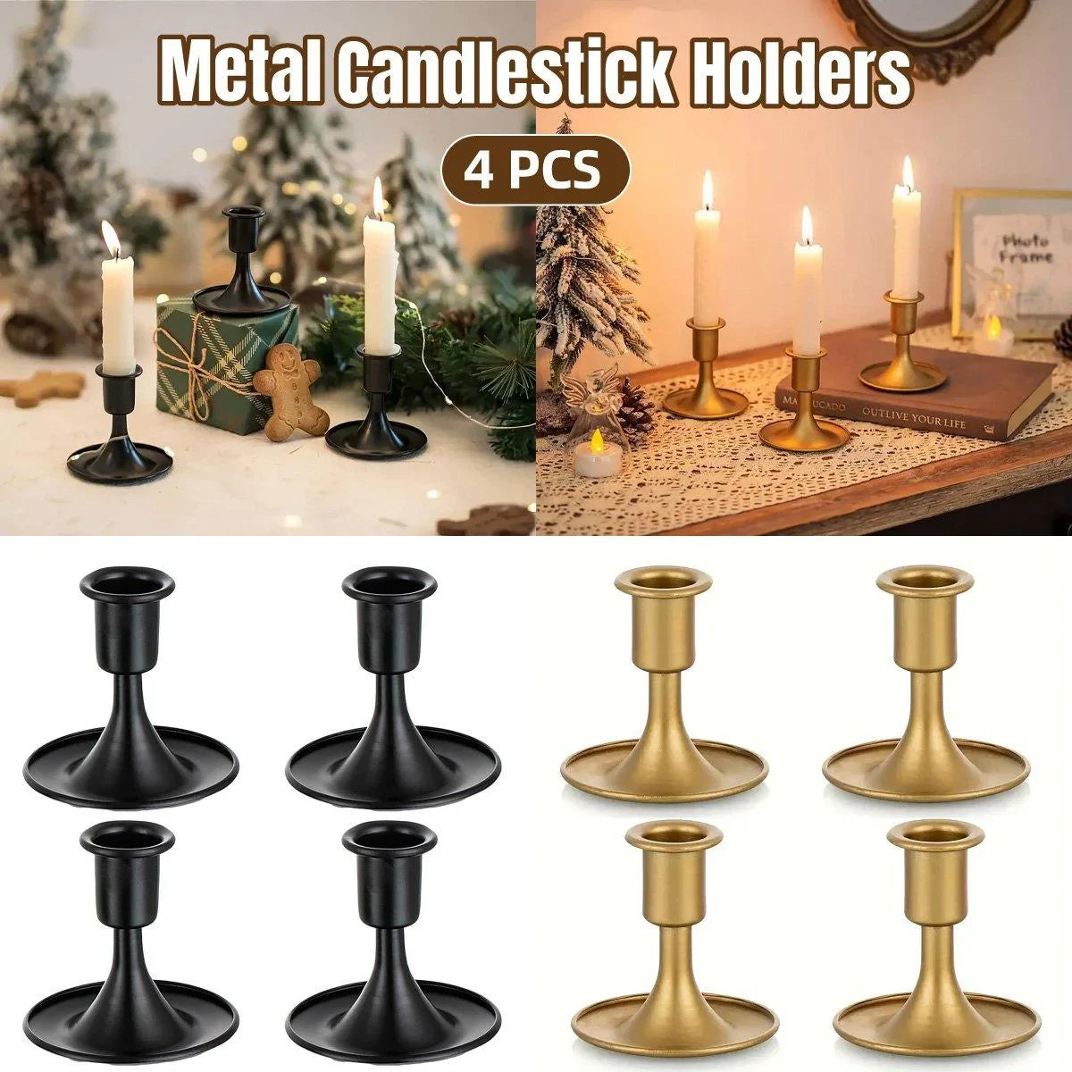 4PCS Candle Holder Ornaments Vintage Candle
