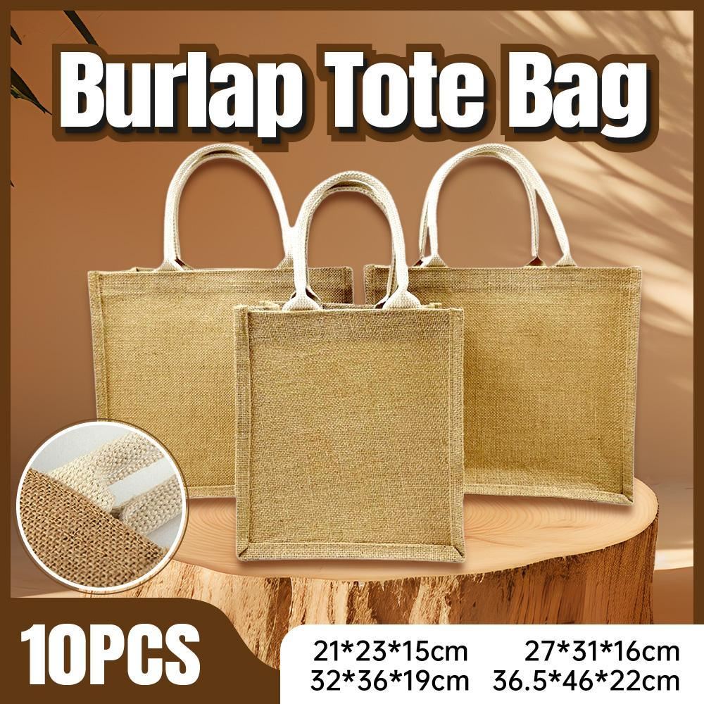 Linen Handbag Gift Shopping Bag 10PCS