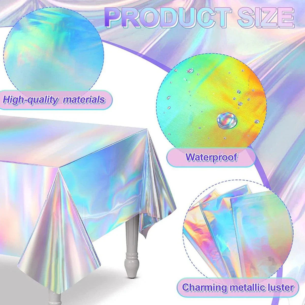 10PCS Disposable Party Decorative Tablecloth Laser Colorful