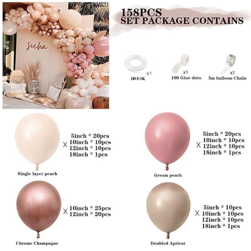 Pink Balloon Arch Kit Set Party Decor 108-158PCS