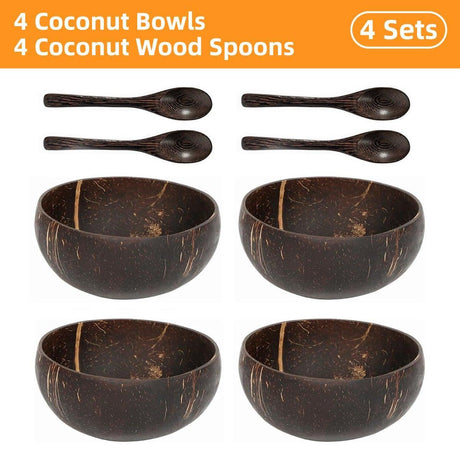 Natural Coconut Shell Bowls 4PCS