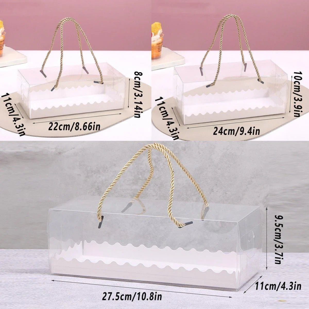 Transparent Plastic Cake Roll Packing Boxes 25PCS