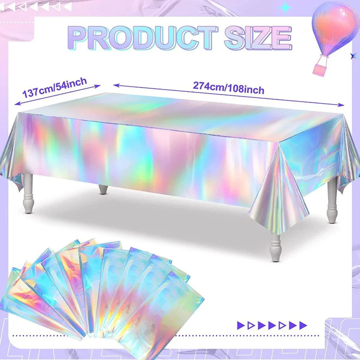 10PCS Disposable Party Decorative Tablecloth Laser Colorful