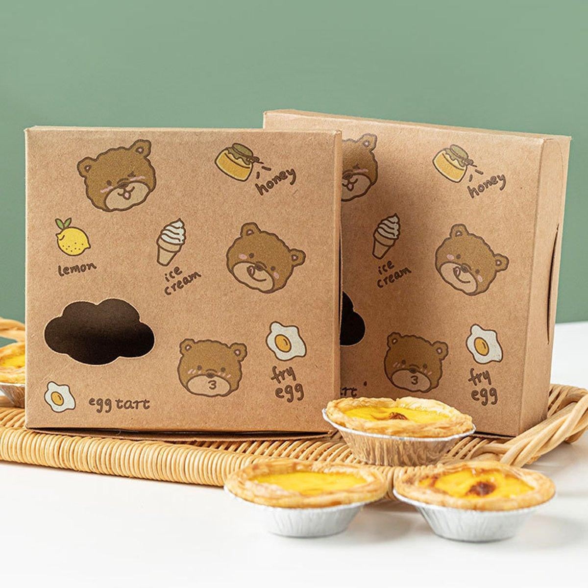 40PCS Egg Tart Paper Boxes Cupcakes Packaging