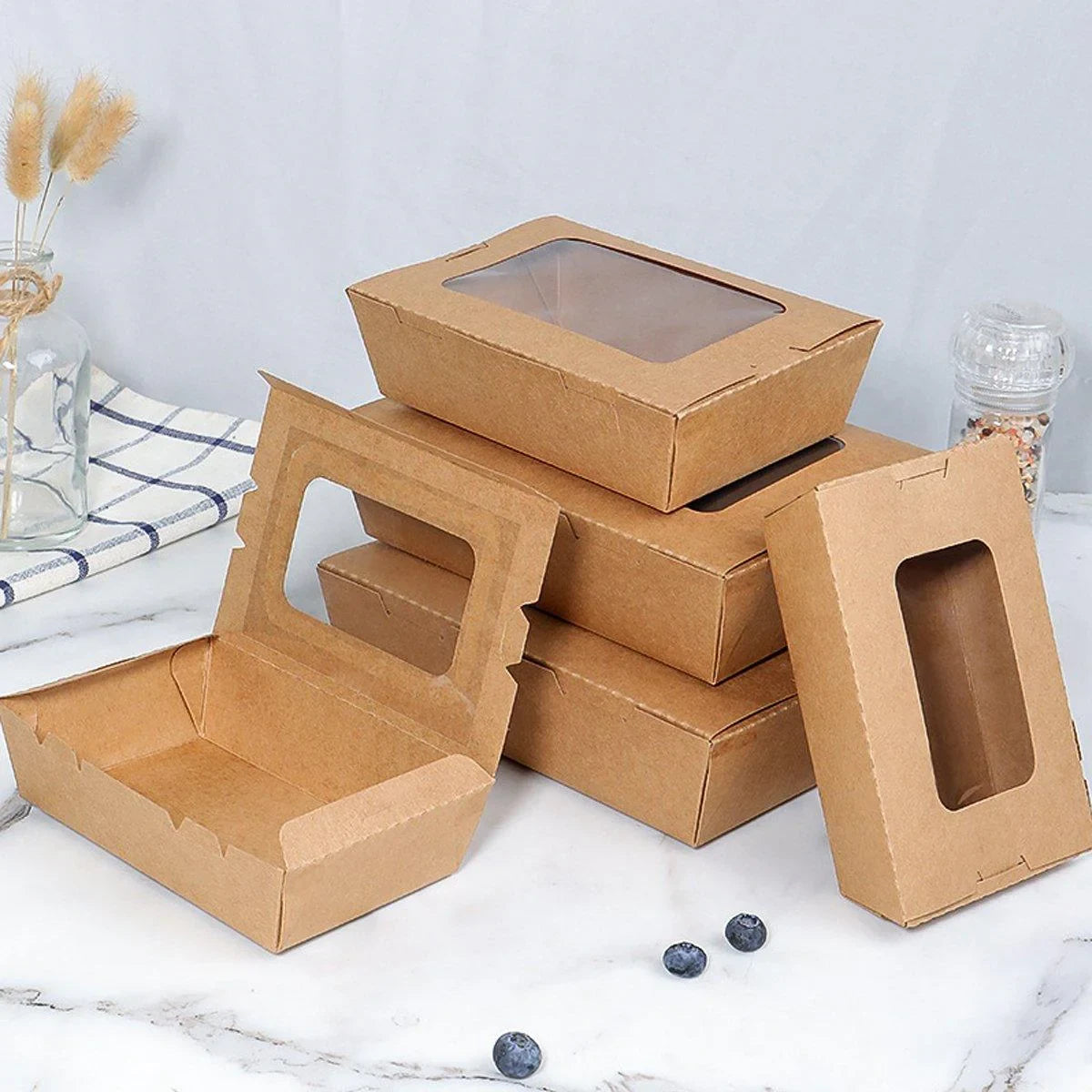 50pcs Kraft Paper Take Out Box