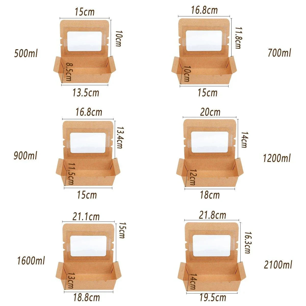 50pcs Kraft Paper Take Out Box