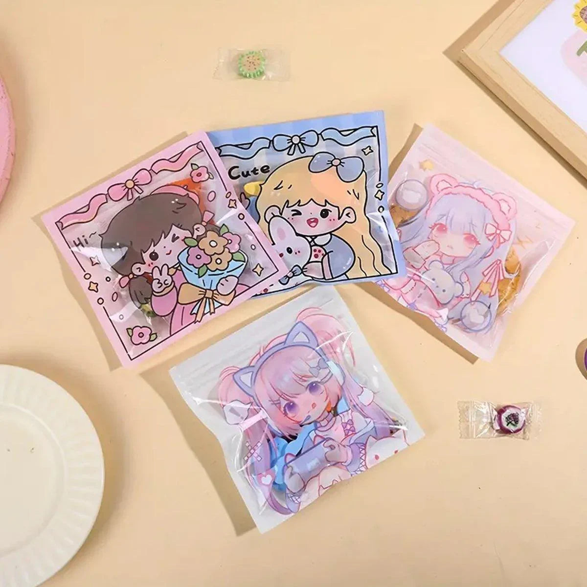 These cute cartoon Ziplock bags are perfect for keeping your snacks, candies, and cookies fresh and secure.