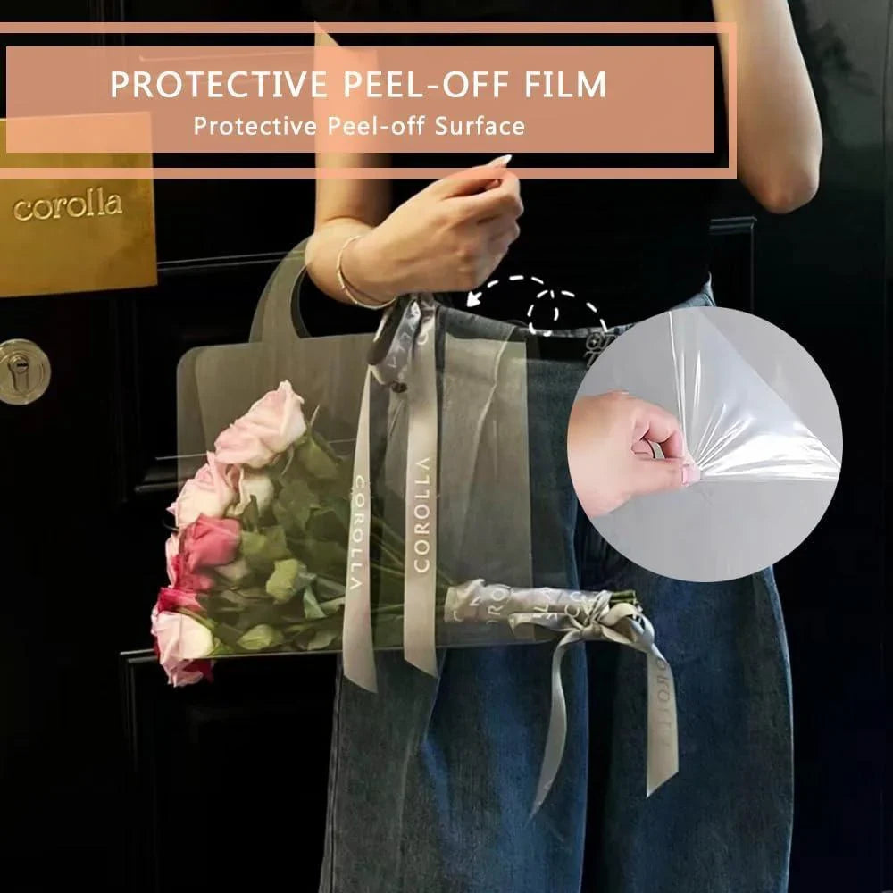 Transparent Flower Handbags PET Floral Display 10PCS