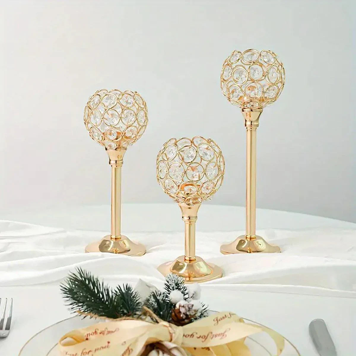 3PCS Crystal Candle Holders