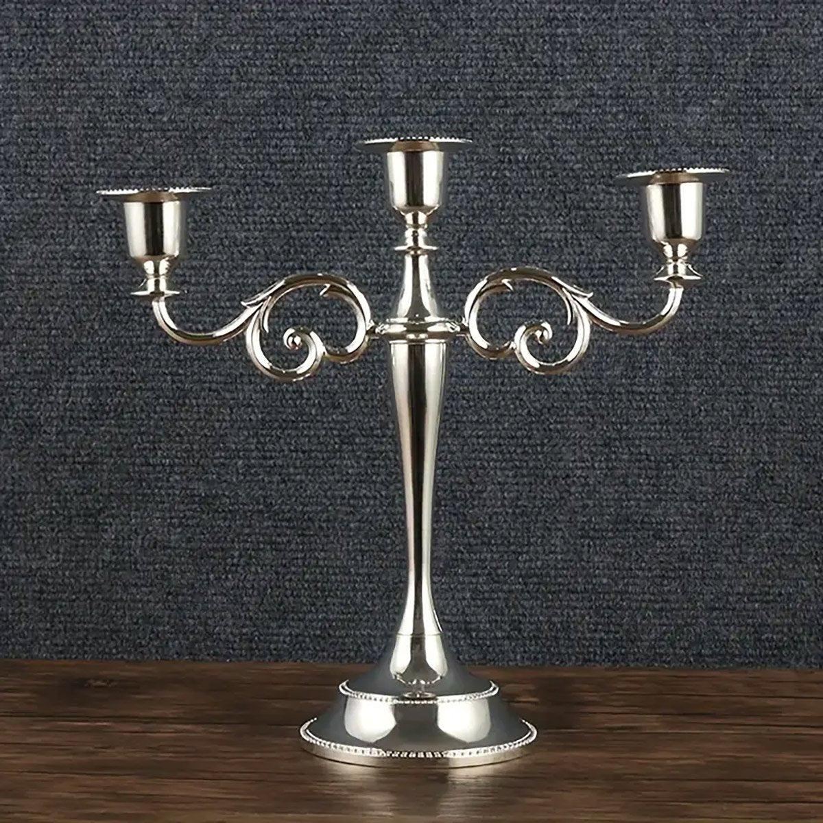 Ornament Candlestick Three Golden 1PC