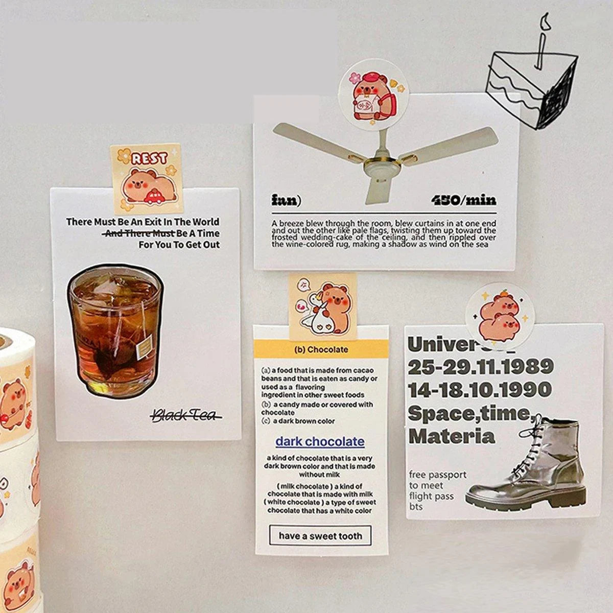 5Rolls Seal Stickers Cartoon Hand Account Stickers