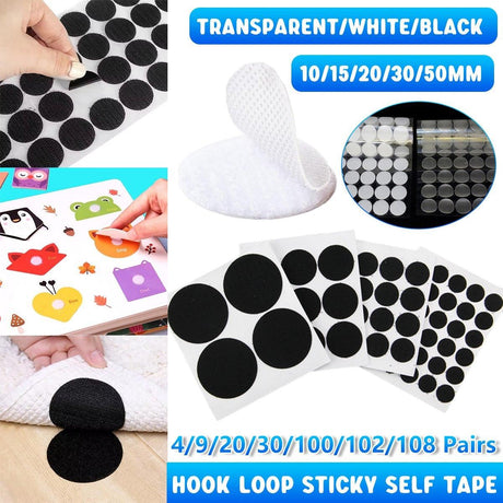 Nylon Adhesive Hook and Loop Stickers 4-108Packs