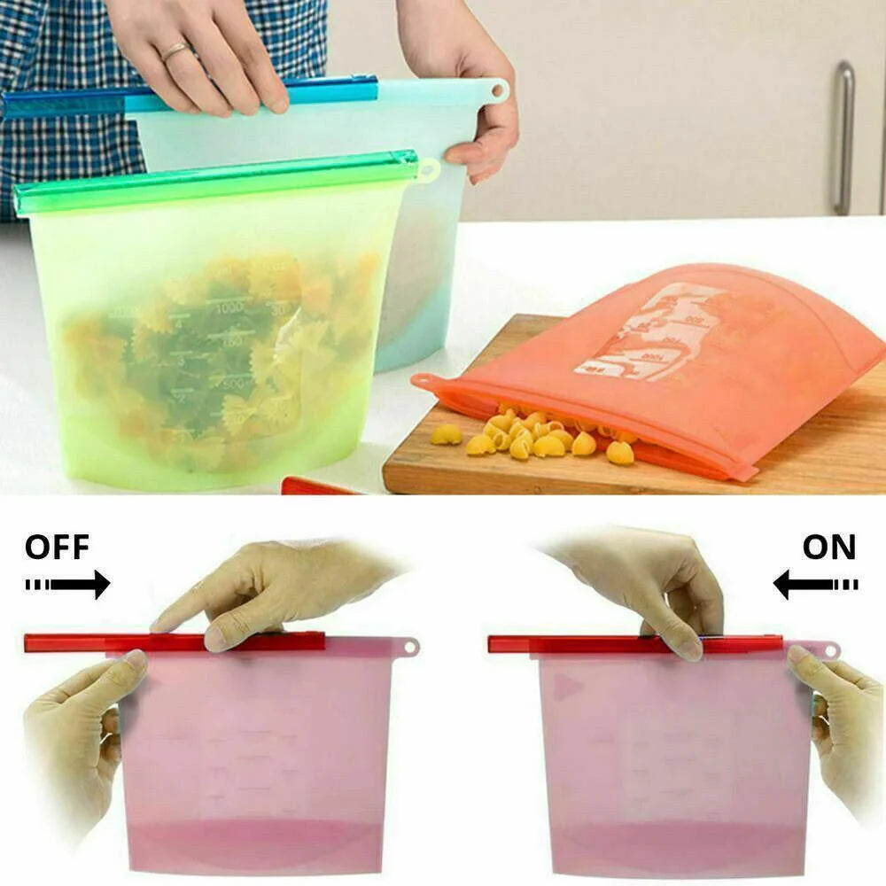 Reusable Silicone Food Storage Bags 500ml-1000ml