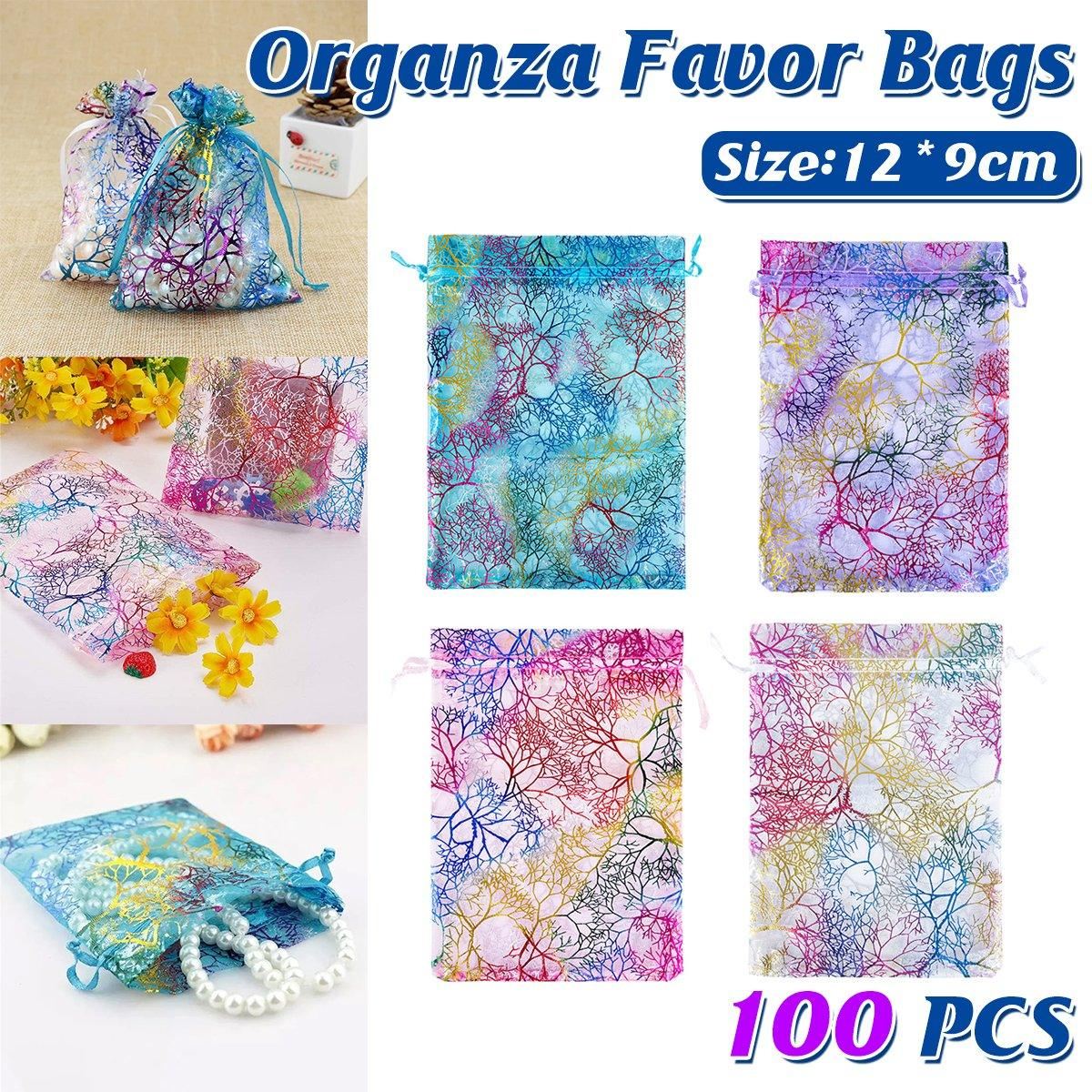 4 Colors Mixed 25PCS organza Bundle Pocket Gift Yarn Bag