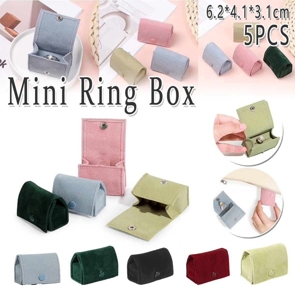 Premium Fabric Mini Rings and Earrings Jewelry Boxes 5PCS
