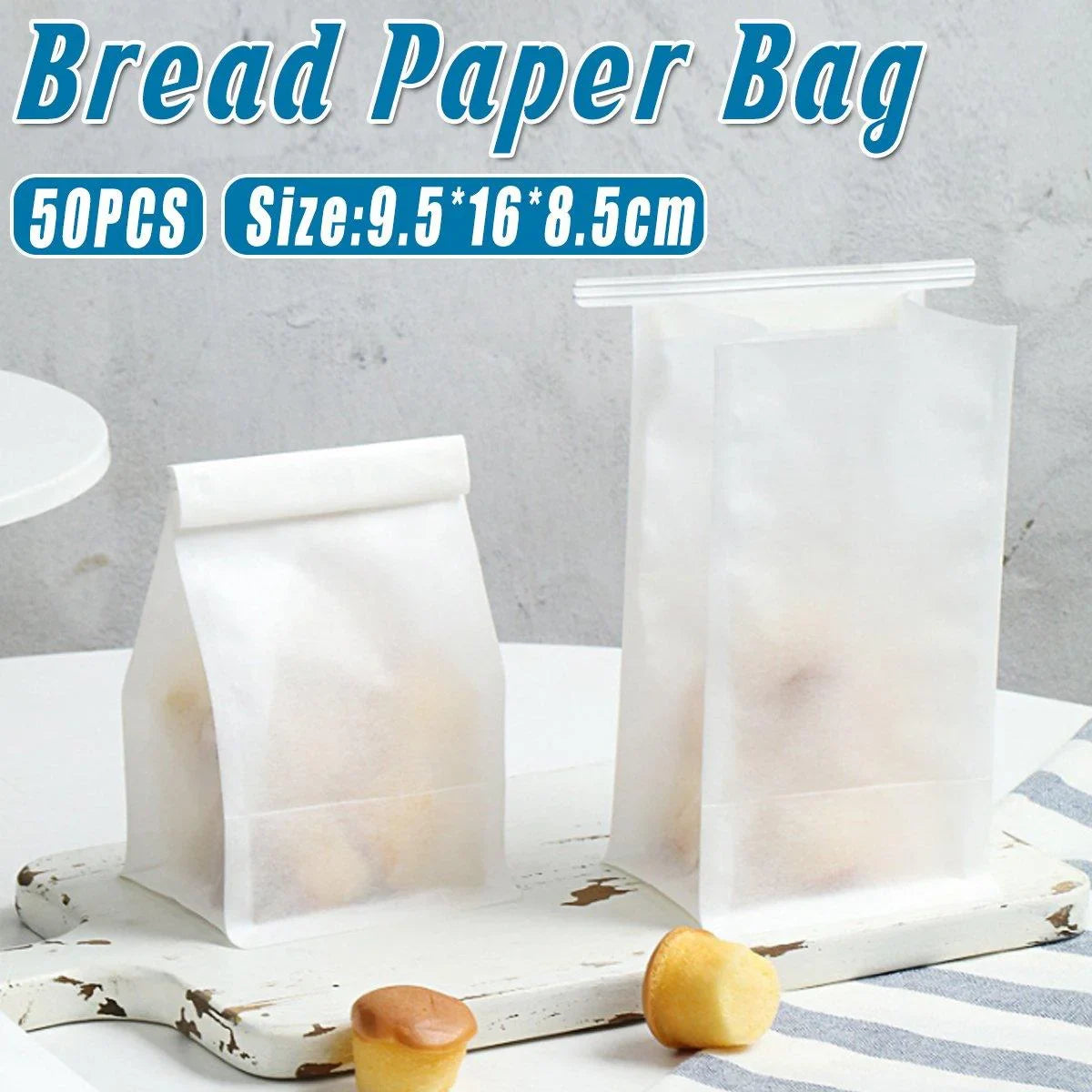 50PCS Oil-proof Self-standing Baking Packaging Seal Bag