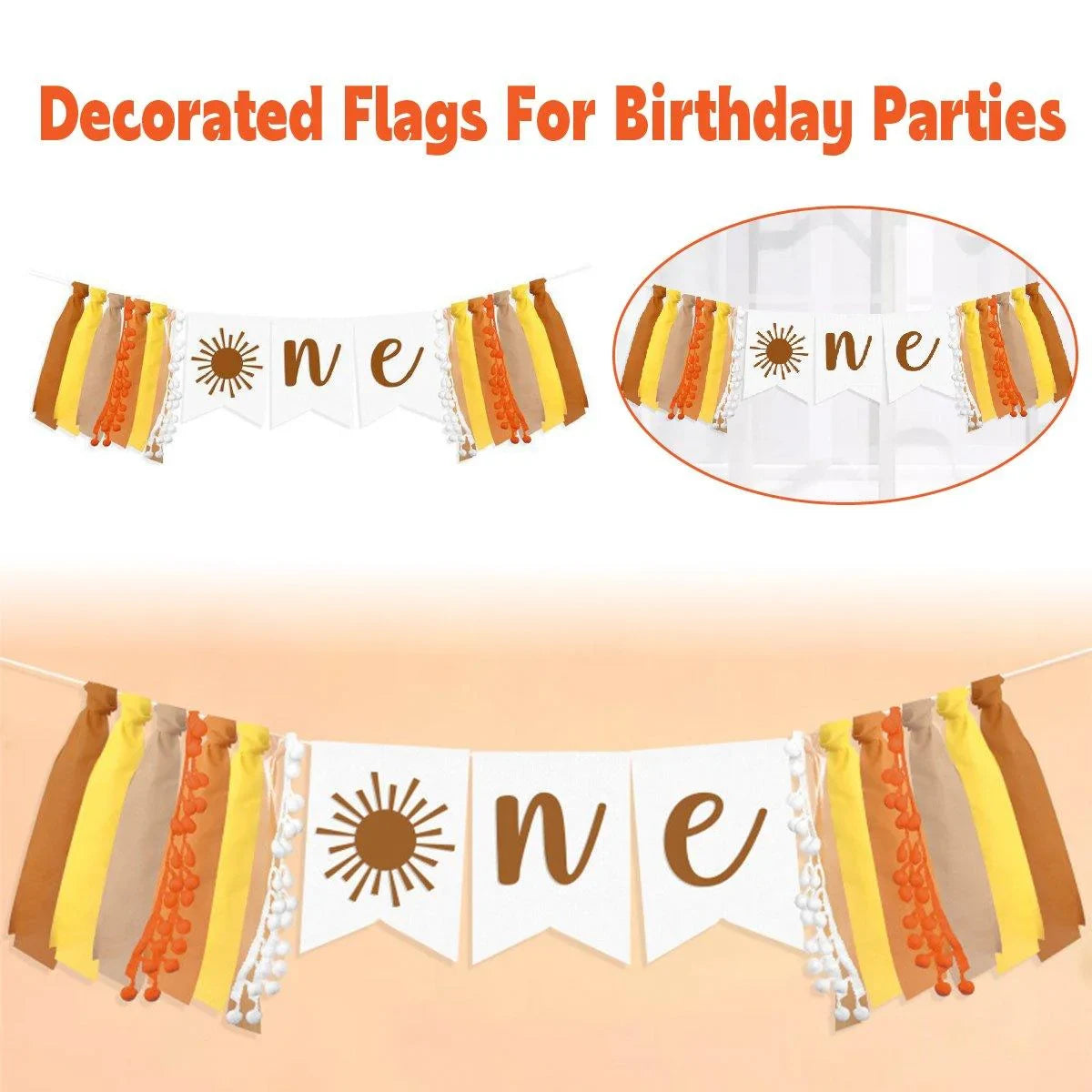 Birthday Party Flag Decoration Sun Theme 1PC