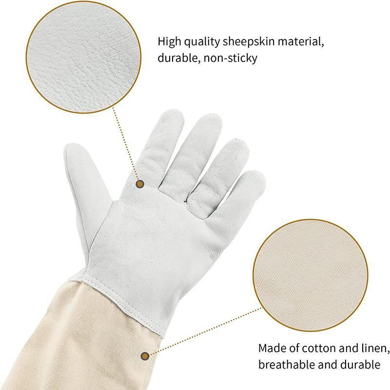 Goatskin Protective Bee Keeping Vented Long Sleeve Beekeeping Gloves 1 Pair