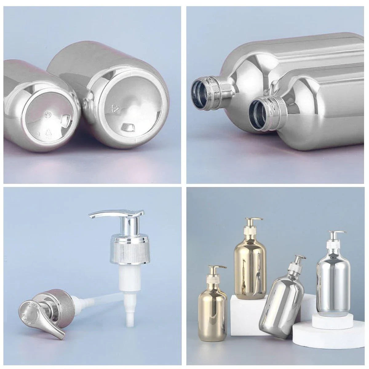 Pump Dispensing Bottle 5-Pack Silver and Gold 300ml/500ml