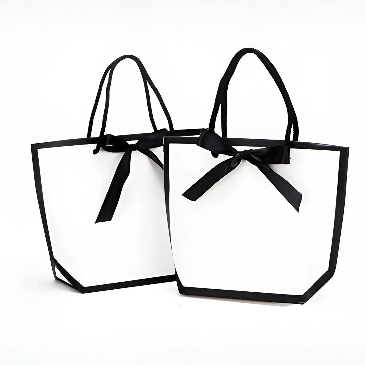 Paper Gift Bags with Black Ribbon 25PCS