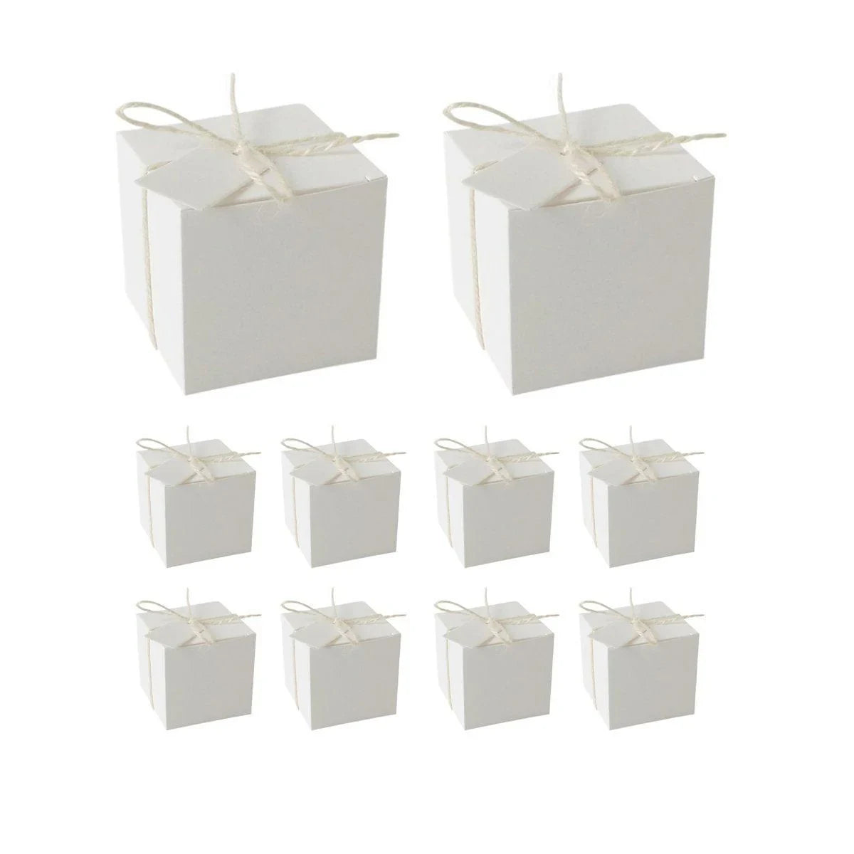 Kraft Paper Gift Boxes with Hemp Rope and Tags 50PCS