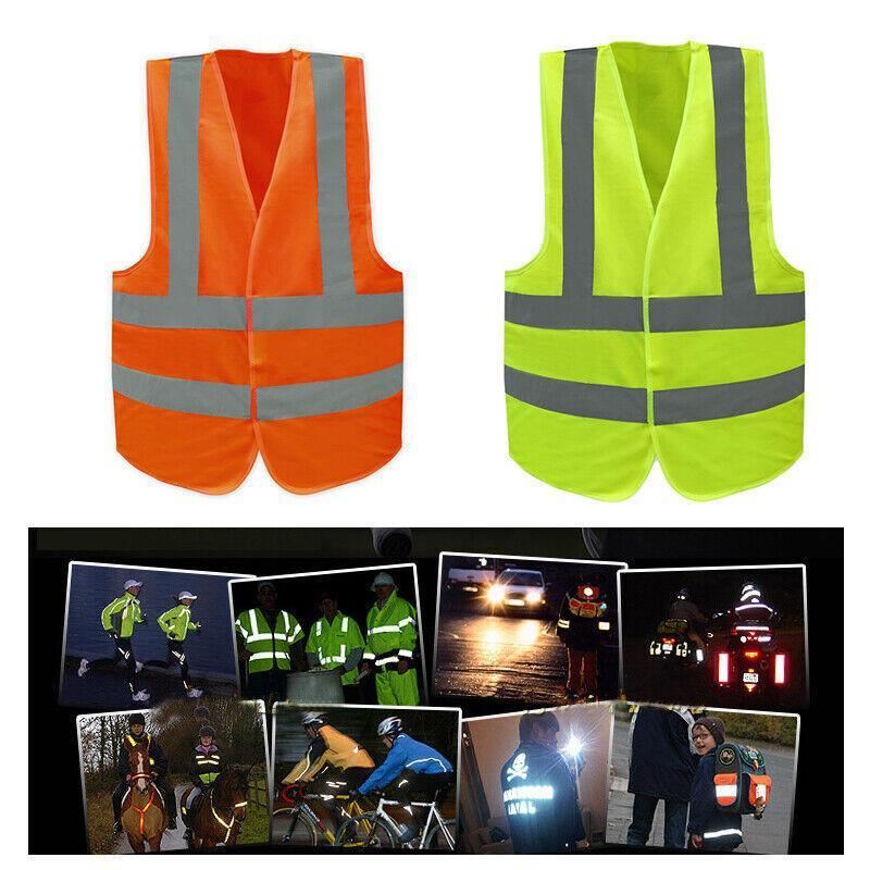 Safety Vest Reflective Tape Yellow Orange Day Workware Night High Visibility 1 Vest
