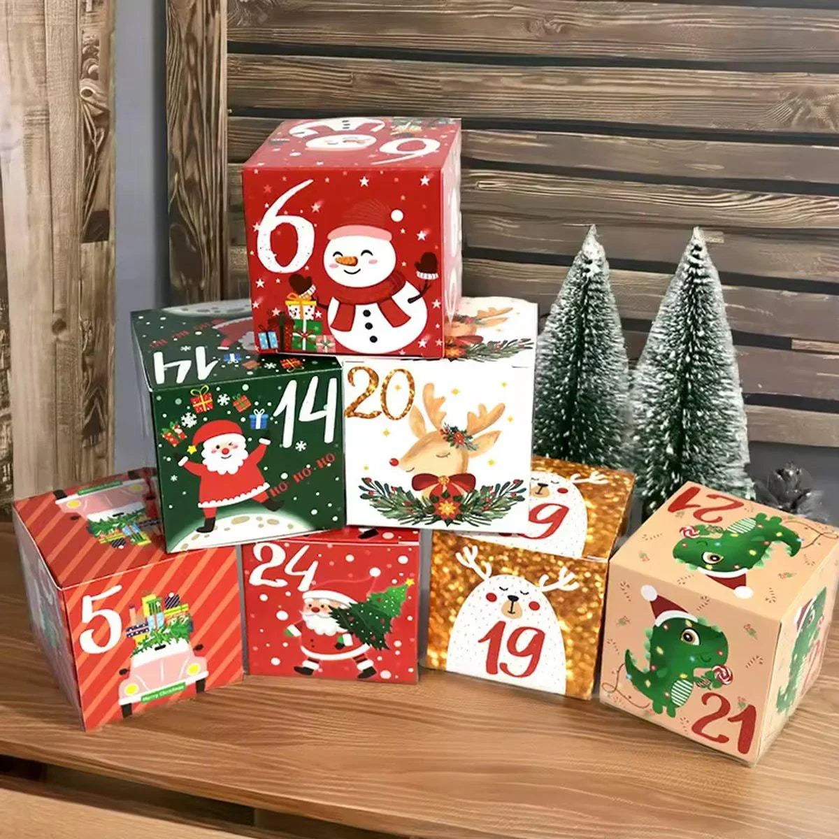 Countdown to Christmas with this festive set of 24 Christmas Candy Boxes!